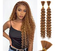 RUWISS 20 Inch Deep Wave Braiding Crochet Hair Extensions for Boho Braids Synthetic Curly Hair Extension for Black Women 2 Bundles/Pack (120g, Auburn Ginger)