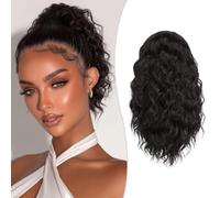 RUWISS Curly Drawstring Ponytail Extension for Black Women,12 inch Afro Kinky Ponytail Synthetic Hairpiece for Daily Party Use, 4#