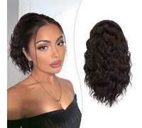 RUWISS Curly Drawstring Ponytail Extension for Black Women,12 inch Dark Brown Afro Kinky Ponytail Synthetic Hairpiece for Daily Party Use