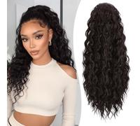 RUWISS Curly Drawstring Ponytail Extension for Black Women,20 inch Afro Kinky Ponytail Synthetic Hairpiece for Daily Party Use, 6#