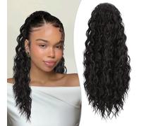 RUWISS Curly Drawstring Ponytail Extension for Black Women,20 inch Black Brown Afro Kinky Ponytail Synthetic Hairpiece for Daily Party Use