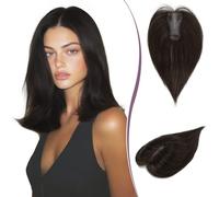 RUWISS Hair Toppers Real Hair for Women Dark Brown Hair Topper Lightweight Clip in Hairpiece for Women Straight Hair Topper without Fringe