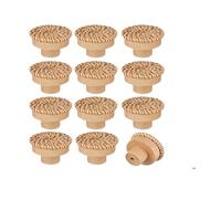RUWLFE 12PCS Rattan Knobs Wood Handles Handmade Wicker Woven Round Cabinet Pulls Wardrobe Dresser Drawer with Screws for Cupboard, Wardrobe, Cabinets(Color 2)