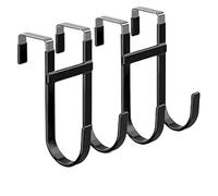 RUWLFE 3pcs Over The Door Hooks Heavy Duty Dual-Hook Organizer Hanger with Non-Slip Rubber for Towels, Clothes, Hats for Home(Black)