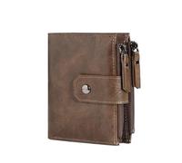 RUWLFE Men's Coin Purse Wallet Zipper Vintage Leather Credit Card Holder Money Bag Man for Work Business Travel(Brown)