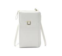 RUWLFE Women's Crossbody Long Purse Bag Zipper Solid Color Shoulder Multi-functional Wallet PU Leather Phone Handbag for Women(White)