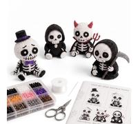 Ruwnii 3D Beaded Skeleton Kit, Tiny Cute Skull Beading DIY Collection Kits with Instructions and Storage Bag for Enjoying Happy Moment