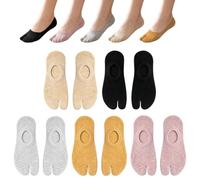 Ruwnii 5 Pairs Tabi Socks, Cotton Low Cut Split Toe Sock for Men, Women | No Show Elastic Anti Slip