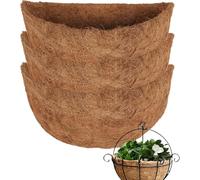 Ruwshuuk 3Pack Natural Coco Fiber Liners for Half Round and Trough Hanging Baskets - 10 inch Sizes - Indoor and Outdoor Garden Porch & Balcony Planter Liner Replacement