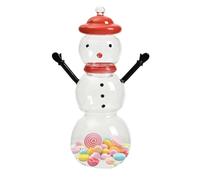Ruwshuuk Christmas Cookie Jar,Snowman Glass Candy Container With Lid - Food Storage Jar, Christmas Table Centerpiece Decor for Wedding Banquets Bedroom Party Living Rooms
