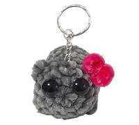 Ruwshuuk Cute Sad Hamster Meme Keychain, Crochet Keychain Plush Sad Hamster Meme with Bow, Hamster Plush Keychain Built with Sound, Hamster Keychain Toys for Bag and Backpack