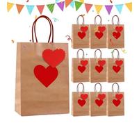 Ruwshuuk Paper Bags - Storage Pouch With Tags and Strings - Heart Motif Paper Bags,for Valentine Wedding Gathering Party Mother's Day Snacks Toys Scarf Cakes