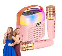 Ruwshuuk Portable Karaoke Machine,1200mAh Small Singing Device Karaoke - 2 Wireless Microphones, Karaoke Speaker, Home Karaoke System for Christmas Halloween