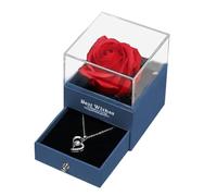 Ruwshuuk Rose in Box with Necklace - Romantic Soap Flower Necklace Organizer - Heart-Shaped Necklace Rose Box, Valentine's Day Supplies for Girls