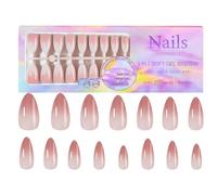 Ruwshuuk Short Fake Nails | 15 Sizes Reinforced False Gradient Nails Color Nail Tips | Elegant Colorful Gradient Nails Fake Finger Nails for Home Manicure Store