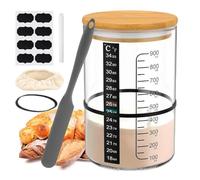 Ruwshuuk Sourdough Starter Container | Yogurt Fermentation Kit for Beginners | Glass Sourdough Starter Jar Kit with Temperature Gauge Paper for Bread Baking