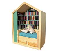 Ruwshuuk Stress Bookshelf, Bookcase Fidget Toy, Miniature House with 200 Books 2 Cushions for Children Adults Dormitory Travel Living Room Bedside Table Bedroom Desktop Nursery