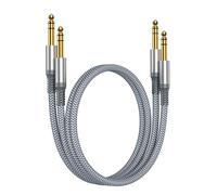 RUXELY 6.35mm TRS Guitar Instrument Cable 1M 2-Pack | Straight 1/4 Inch Male Jack Stereo Audio Interconnect Cord,6.35 Balanced Lead Line for Electric Guitar,Bass,Mixer,Amp,Speaker