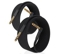RUXELY 6.35mm TRS Instrument Cable 4.5M 2Pack,Right Angle 90 Degree 1/4 Inch Male Jack Stereo Audio Cord,6.35 Balanced Line Lead for Electric Guitar,Bass,Keyboard,Mixer,Amplifier/AMP,Speaker,Equalizer