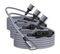 RUXELY USB-A Male-to-Female Extension Cable with On/Off Switch 1 M (Pack of 3)