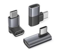 RUXELY USB C 90 Degree Adapter 3Pack,PD 100W 40Gbps Right Angle Extender,Type C Male to Female Connector,Thunderbolt 4 3 Extension Converter for iPhone 17 16 15,MacBook Pro,Steam Deck,Switch,Laptop