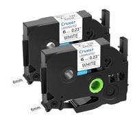 ruxer 2 Pack Replacement for P-Touch TZe-211 TZ-211 Label Tape Black Text on White Laminated 6mm 0.23" Compatible with Ptouch PT-D200 PT-D210 PT-D400 PT-D450 PT-D600 PT-H100 PT-1230PC Label Maker