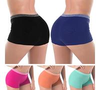 Ruxia Women's Boyshort Panties Seamless Nylon Knickers Breathable Brief Panties 5 Pack