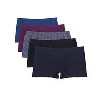 Ruxia Women's Boyshort Panties Seamless Nylon Knickers Breathable Brief Panties 5 Pack, Black,navy,melange,london Blue,burgandy, M