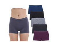 Ruxia Women's Seamless Boyshort Panties Nylon Spandex Underwear Stretch Boxer Briefs Pack of 5, B001, L