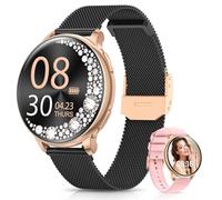 RUXINGX Smart Watch for Women, Round Elegant with Calls 5.3, Touch Screen HD 1.27", Female Function 120+ Sports Heart Rate Monitor SpO2 Sleep Monitor Pedometer Gift Android iOS, Black Gold