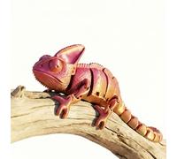 Ruyal Metta 3D Printed Lizard Chameleon Toy - 20cm 3D Printed Animals for Collectors & Desk Decor (Red yellow,S)