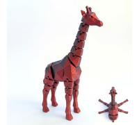 Ruyal Metta Articulated 3D Printed Giraffe Figurine Low-Poly Safari Animal Fidget Toys for Adults Flexible Model for Desk Decor and Micro-Landscapes (Red,S)
