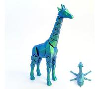 Ruyal Metta Articulated 3D Printed Giraffe Figurine Low-Poly Safari Animal Fidget Toys for Adults Flexible Model for Desk Decor and Micro-Landscapes (Green,L)