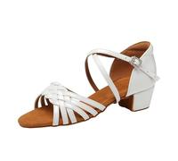 RUYBOZRY Girls Latin Dance Shoes Standard Salsa Performance Low Heel Party Ballroom Dance Shoes,L1018-White-3.5, 1.5 UK