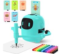 Ruycllo Drawing Robot for Children Ages 3 and Up - AI Drawing Robot with 100 Cards & Pen, Educational Robot Toy to Promote Creativity & Concentration for Boys and Girls (Blue) (Blue)