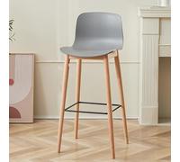 ruyi-1986 Bar Stools Bar Solid Wood Backrest Bar Negotiation Reception Thickened High Stool High Bar Chair Bar Chairs(Gris)