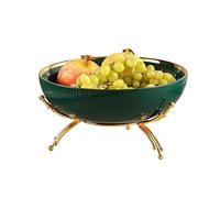 ruyi-1986 Ceramic Fruit Bowl, Fruit Basket with Multifunctional Removable Pedestal, Decorative Fruit Bowl for Table Countertop, Salad or Dessert Display Trays for Parties Snack Plate(Green)
