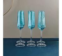 ruyi-1986 Champagne Glasses 6 Pcs Crystal Champagne Glasses High Grade Luxury Sparkling Glasses 200ml Blue Champagne Flute for Home, Hotel, Party Champagne Flutes