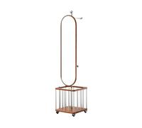 ruyi-1986 Full Length Mirror Floor-standing Rotating Coat Rack with Full-length Mirror and Storage Basket