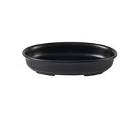 ruyi-1986 Plant Tray Oval Desktop Ceramic Flower-arranging Vessels Home Garden Plant Drip Tray(Black)