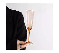 Ruyi-1986 Rose Pink Crystal Champagne Flute, Hand Blown, Tall Sparkling Glass, Gift for Wedding, Anniversary, Christmas