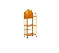 ruyi-1986 Shoe Cabinet Simple Removable Iron Bookshelf with Wheels for Reading Area, Bag Storage Rack, Floor-Standing Picture Book Bookcase(Orange,S)