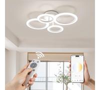 RUYI 48W Modern LED Ceiling Lights,4-Ring 54cm Dimmable Close to Ceiling Light with Remote & App Control,2800K-7000K Flush Chandelier for Living Room,Bedroom,Kitchen,Hallway and Dining Room