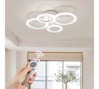 RUYI LED Ceiling Lights, 48W 4400lm,with Remote Control,2800K-7000K，Arylic,4 Ring,Modern Design,Flush Ceiling Light for Living Room,Bedroom,Kitchen,Hallway,Dining Room,52cm