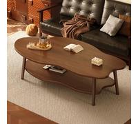 RUYICZB 2-Tier Industrial Coffee Table with Storage Shelf,Mid Century Modern Center Table for Living Room,Wood Cloud Shaped Coffee Table for Living Room,Apartment,black walnut,C