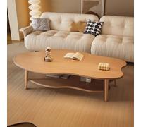 RUYICZB 2-Tier Industrial Coffee Table with Storage Shelf,Mid Century Modern Center Table for Living Room,Wood Cloud Shaped Coffee Table for Living Room,Apartment,light walnut,A