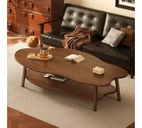 RUYICZB 2-Tier Industrial Coffee Table with Storage Shelf,Mid Century Modern Center Table for Living Room,Wood Cloud Shaped Coffee Table for Living Room,Apartment,black walnut,A