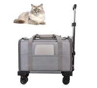 RUYICZB Airline Approved Pet Carrier with Wheels,Rolling Cat Dog Carrier with Removable Base & Telescopic Handle,Pet Travel Carrier for Small Medium Cat Dog,Light gray