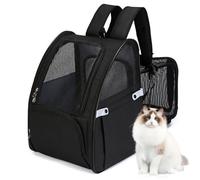 RUYICZB Cat Carrier Backpack, Expandable Backpack for Small Dog with 3 Storage Pockets, under 15 Lbs Soft Sided Dog Backpack Carrier for Travel Hiking Camping Outdoor,Black