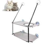 RUYICZB Cat Window Perch, Folding Large Cat Hammock for Window, Metal Frames 2 Tiers Cat Window Bed Soft Mats Sunny Shelf Double Layer Cat Window Bed Cat Furniture,Gray